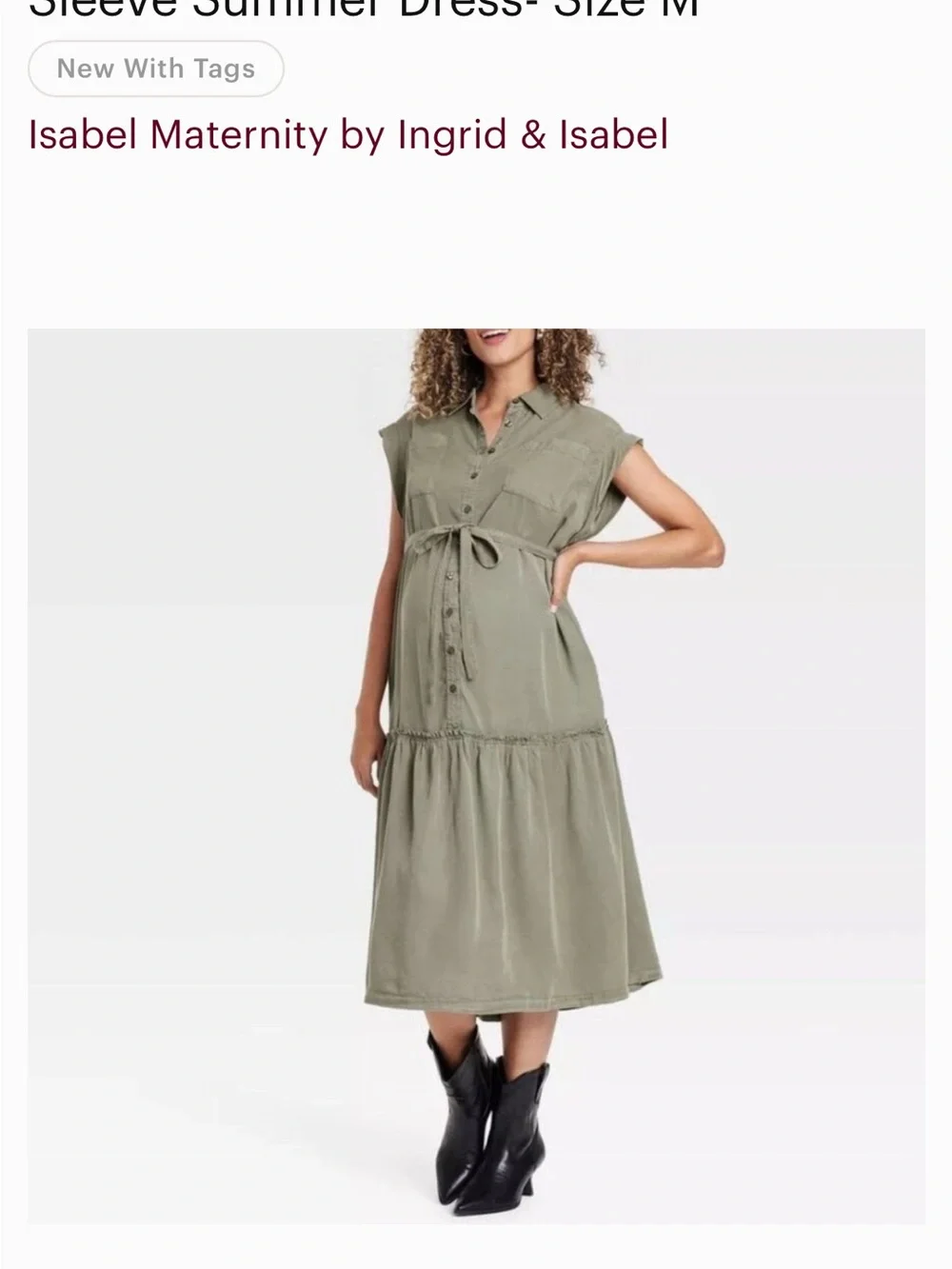 Isabel Maternity by Ingrid & Isabel Olive Green Button-Down Maxi Shirt Dress